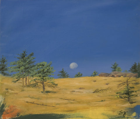 Moon Over the Foothills of Boulder - Landscape Painting