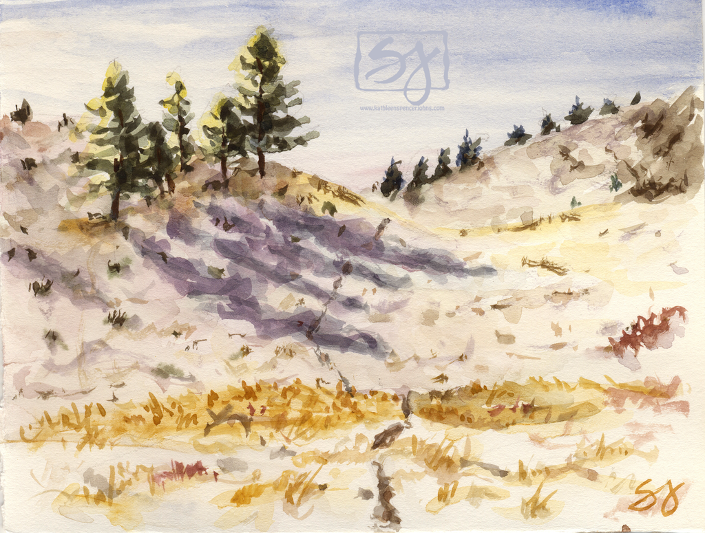 Snow and Shadows 5.25" x 7" Watercolor